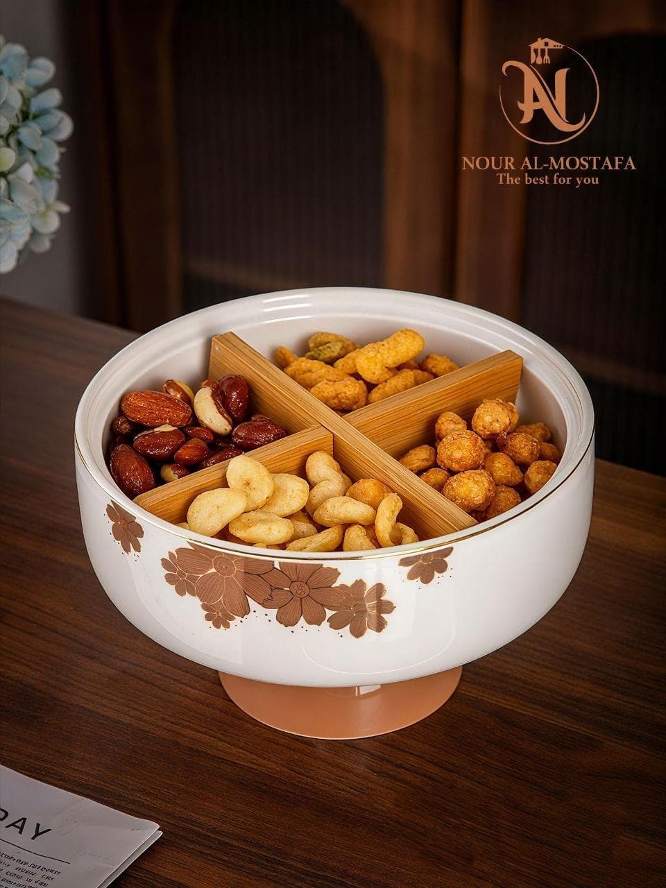 Snack Divided Tray Set – White & Copper